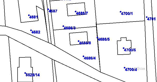 Parcela st. 4686/8 v KÚ Rychvald, Katastrální mapa