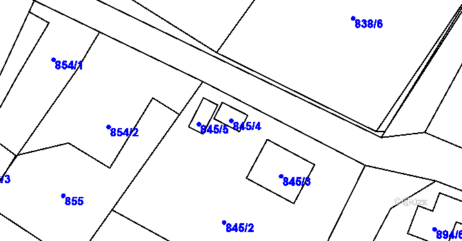 Parcela st. 845/4 v KÚ Rychvald, Katastrální mapa