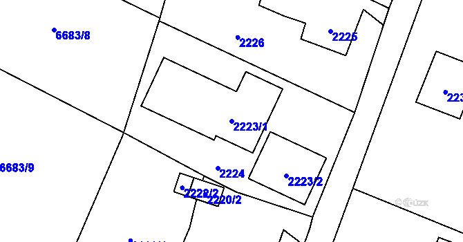 Parcela st. 2223/1 v KÚ Rychvald, Katastrální mapa