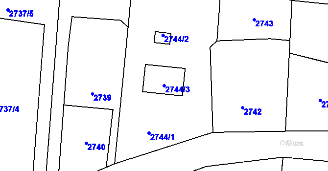 Parcela st. 2744/3 v KÚ Rychvald, Katastrální mapa
