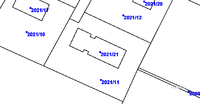 Parcela st. 2021/21 v KÚ Rychvald, Katastrální mapa