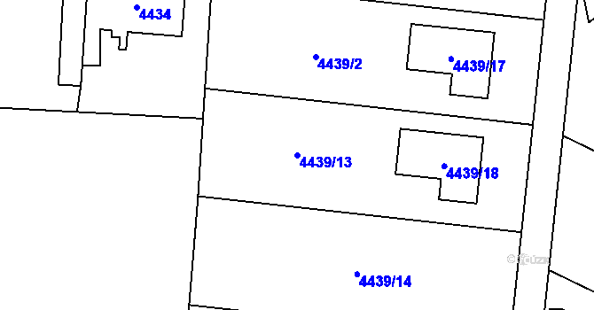 Parcela st. 4439/13 v KÚ Rychvald, Katastrální mapa