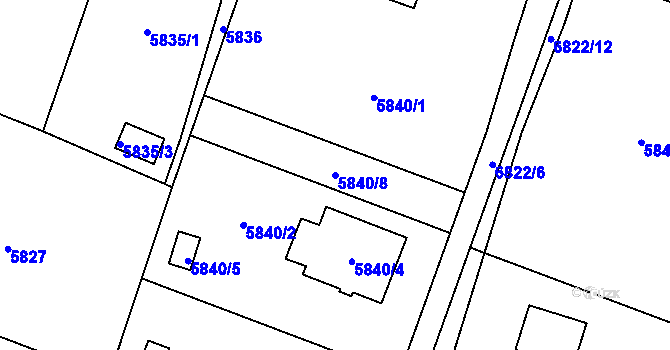 Parcela st. 5840/8 v KÚ Rychvald, Katastrální mapa