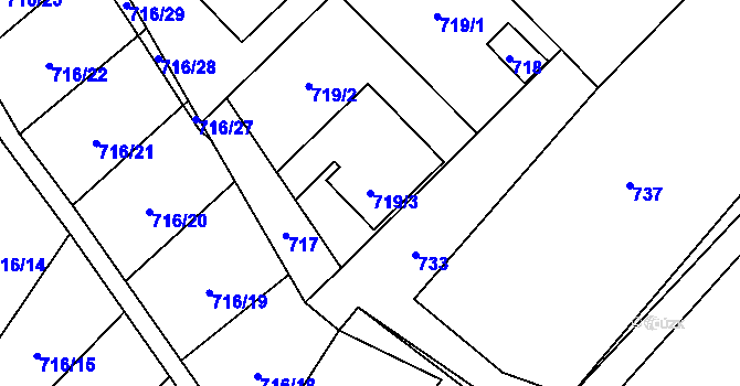 Parcela st. 719/3 v KÚ Rychvald, Katastrální mapa
