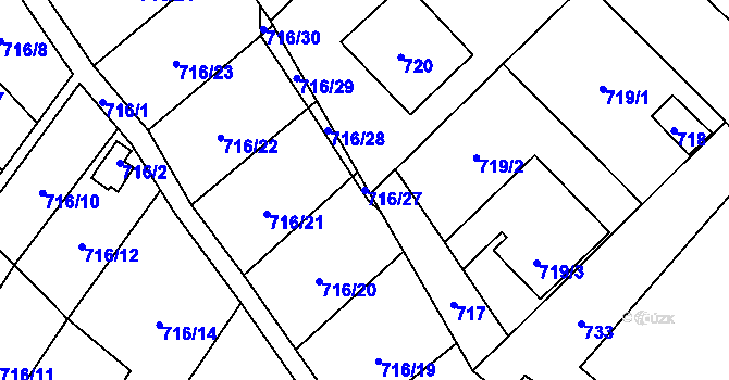 Parcela st. 716/27 v KÚ Rychvald, Katastrální mapa