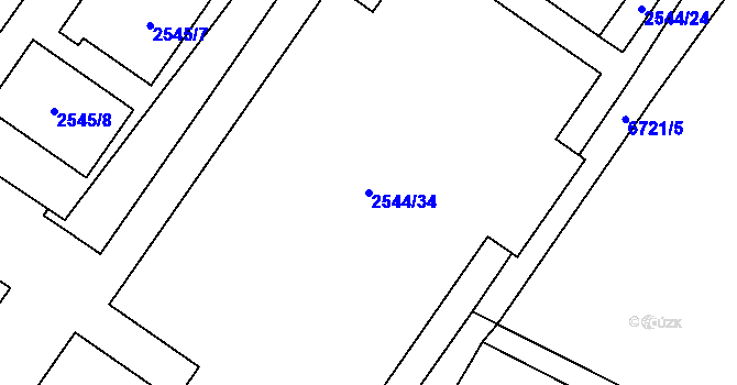 Parcela st. 2544/34 v KÚ Rychvald, Katastrální mapa