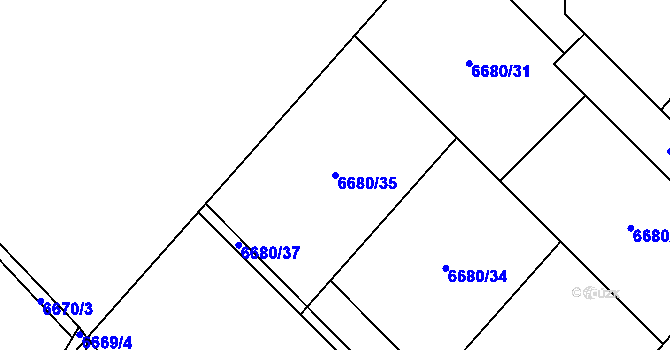 Parcela st. 6680/35 v KÚ Rychvald, Katastrální mapa