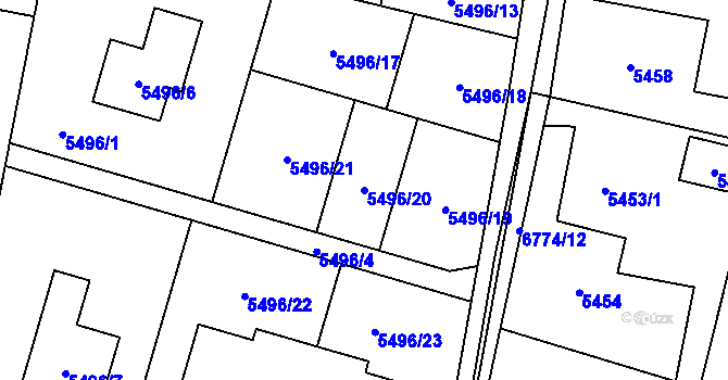Parcela st. 5496/20 v KÚ Rychvald, Katastrální mapa