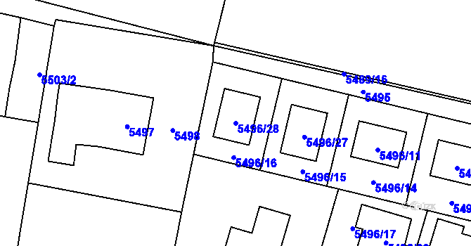 Parcela st. 5496/28 v KÚ Rychvald, Katastrální mapa