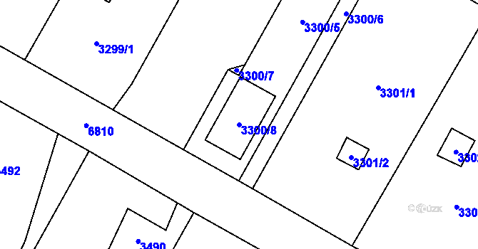Parcela st. 3300/8 v KÚ Rychvald, Katastrální mapa