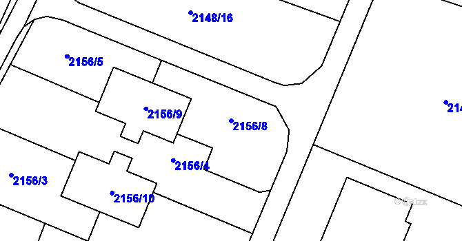 Parcela st. 2156/8 v KÚ Rychvald, Katastrální mapa