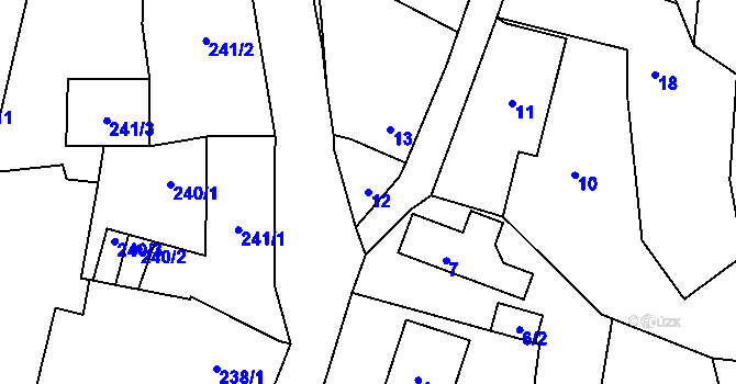 Parcela st. 12 v KÚ Ryjice, Katastrální mapa