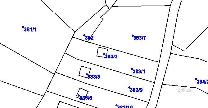 Parcela st. 383/3 v KÚ Ryjice, Katastrální mapa