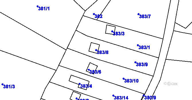 Parcela st. 383/8 v KÚ Ryjice, Katastrální mapa