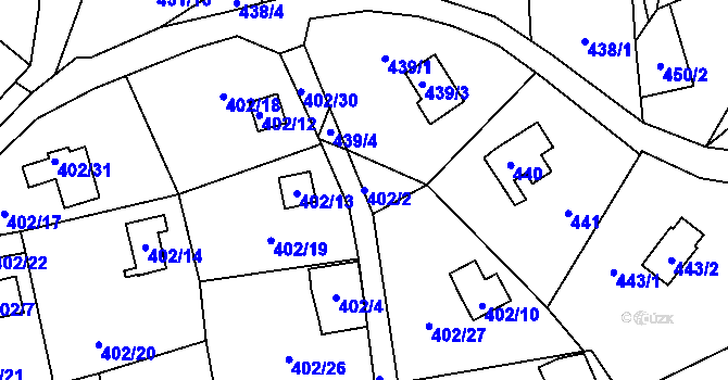 Parcela st. 402/2 v KÚ Ryjice, Katastrální mapa