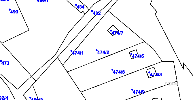 Parcela st. 474/2 v KÚ Ryjice, Katastrální mapa