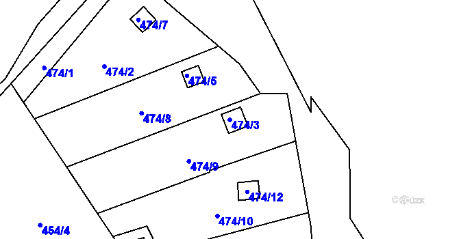 Parcela st. 474/3 v KÚ Ryjice, Katastrální mapa