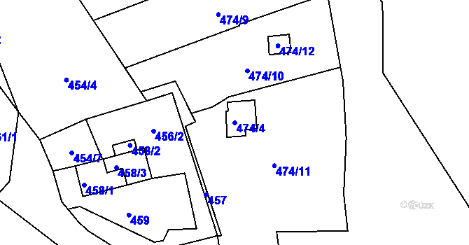 Parcela st. 474/4 v KÚ Ryjice, Katastrální mapa