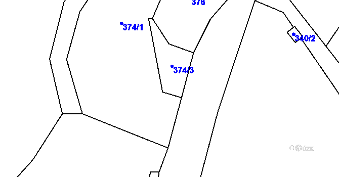 Parcela st. 374/2 v KÚ Ryjice, Katastrální mapa