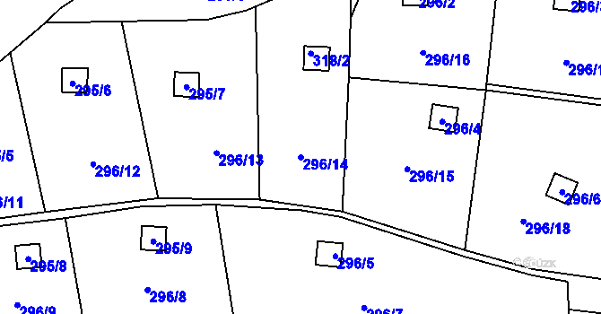 Parcela st. 296/14 v KÚ Ryjice, Katastrální mapa