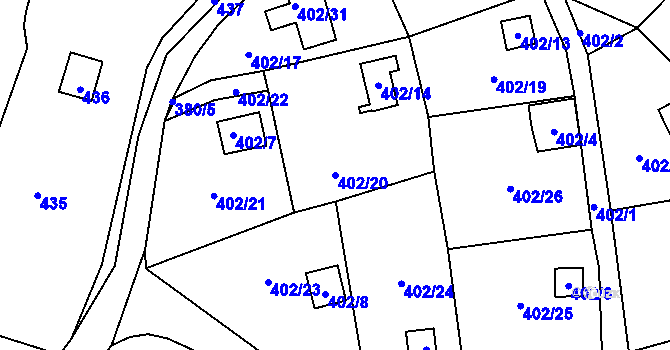 Parcela st. 402/20 v KÚ Ryjice, Katastrální mapa