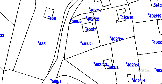 Parcela st. 402/21 v KÚ Ryjice, Katastrální mapa