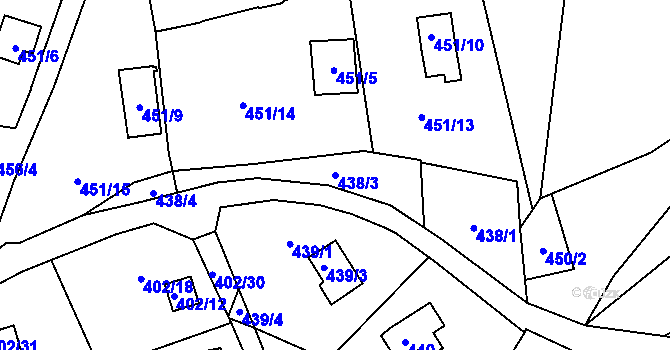 Parcela st. 438/3 v KÚ Ryjice, Katastrální mapa