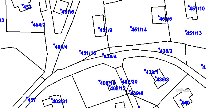Parcela st. 438/4 v KÚ Ryjice, Katastrální mapa