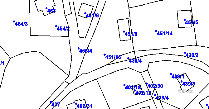 Parcela st. 451/15 v KÚ Ryjice, Katastrální mapa