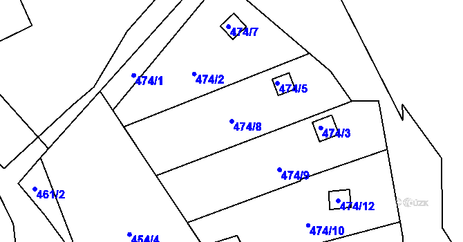 Parcela st. 474/8 v KÚ Ryjice, Katastrální mapa