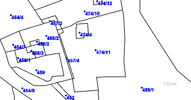 Parcela st. 474/11 v KÚ Ryjice, Katastrální mapa