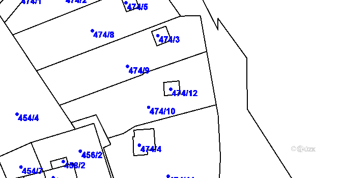 Parcela st. 474/12 v KÚ Ryjice, Katastrální mapa