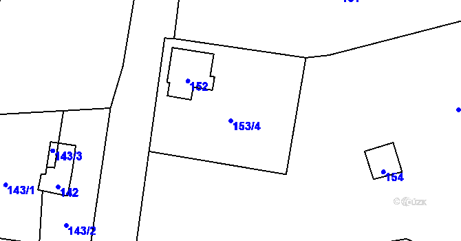 Parcela st. 153/4 v KÚ Ryjice, Katastrální mapa
