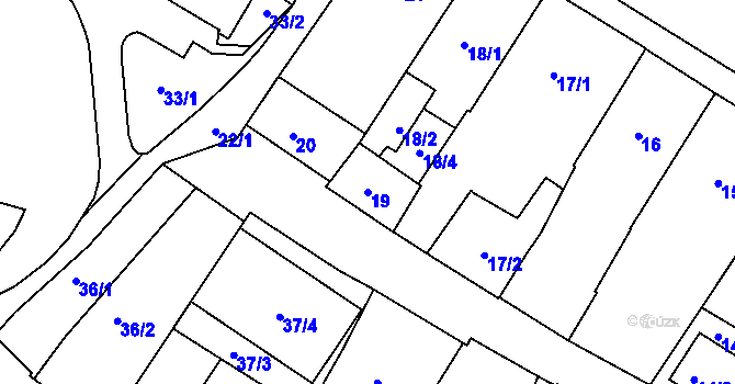 Parcela st. 19 v KÚ Rýmařov, Katastrální mapa