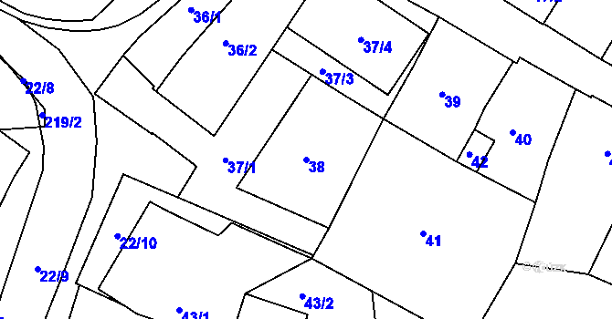 Parcela st. 38 v KÚ Rýmařov, Katastrální mapa