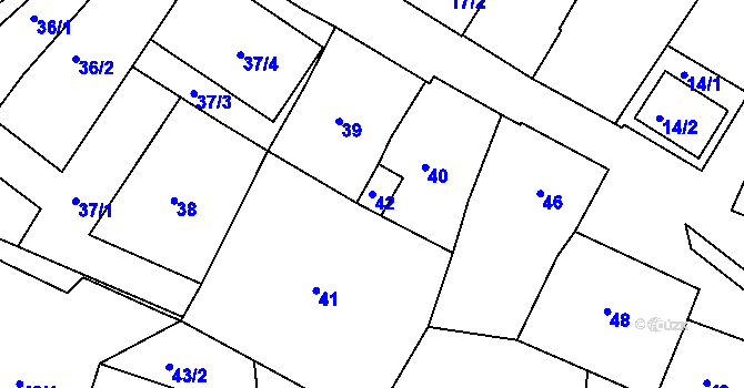 Parcela st. 42 v KÚ Rýmařov, Katastrální mapa