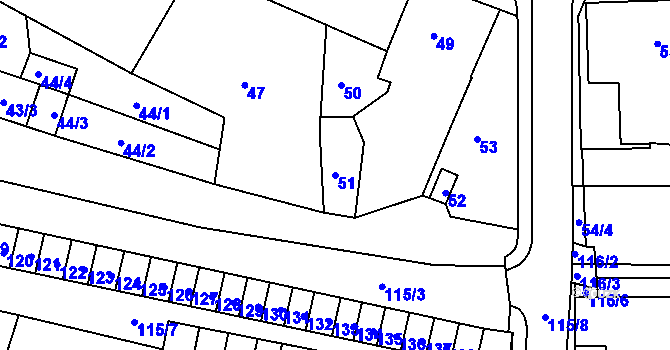 Parcela st. 51 v KÚ Rýmařov, Katastrální mapa
