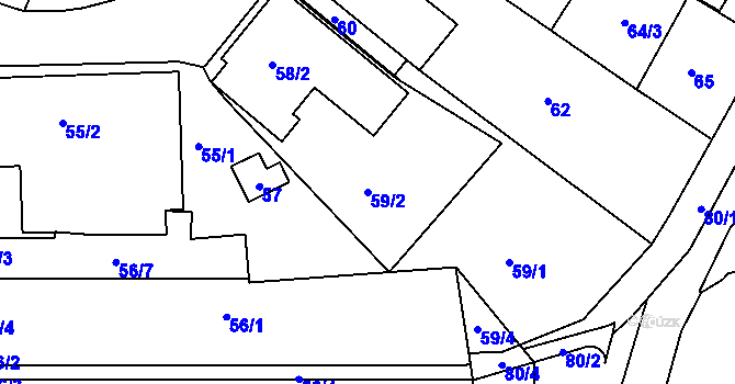 Parcela st. 59/2 v KÚ Rýmařov, Katastrální mapa