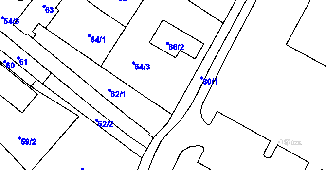Parcela st. 65 v KÚ Rýmařov, Katastrální mapa