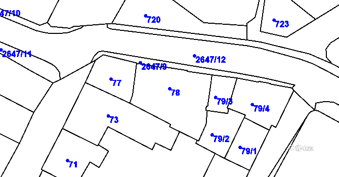 Parcela st. 78 v KÚ Rýmařov, Katastrální mapa