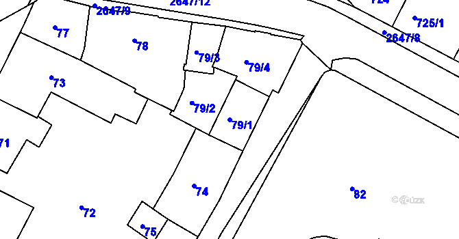 Parcela st. 79/1 v KÚ Rýmařov, Katastrální mapa