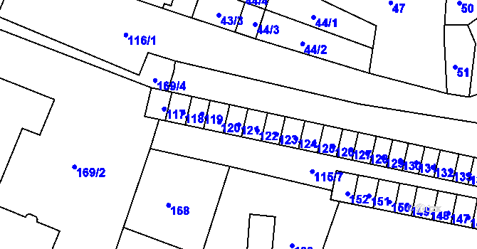 Parcela st. 121 v KÚ Rýmařov, Katastrální mapa