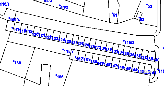 Parcela st. 128 v KÚ Rýmařov, Katastrální mapa