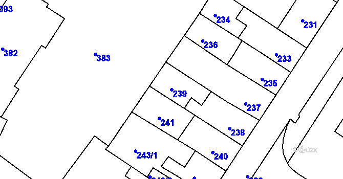 Parcela st. 239 v KÚ Rýmařov, Katastrální mapa