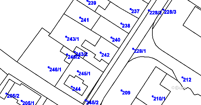 Parcela st. 242 v KÚ Rýmařov, Katastrální mapa