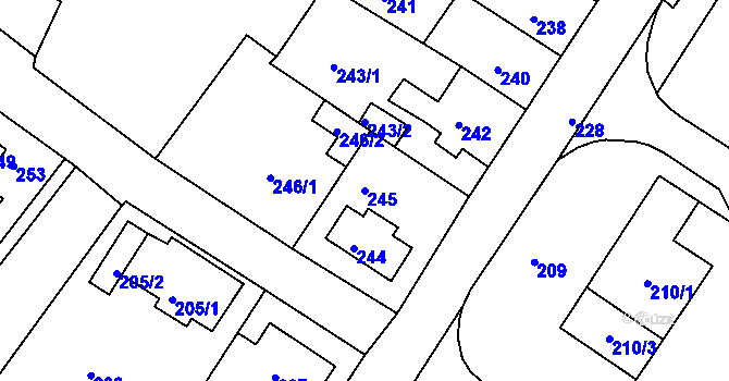Parcela st. 245 v KÚ Rýmařov, Katastrální mapa