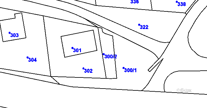Parcela st. 300/2 v KÚ Rýmařov, Katastrální mapa