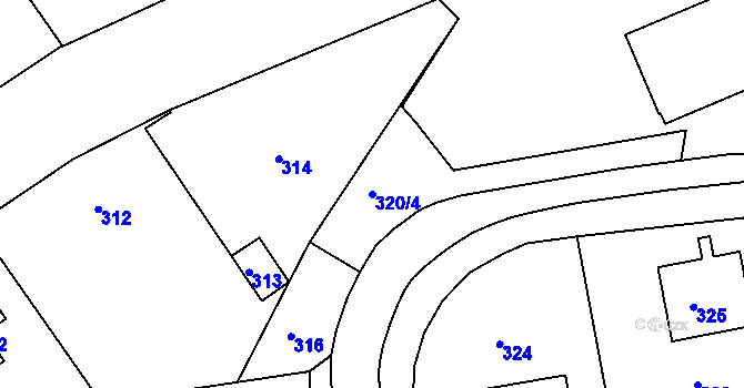 Parcela st. 320/4 v KÚ Rýmařov, Katastrální mapa