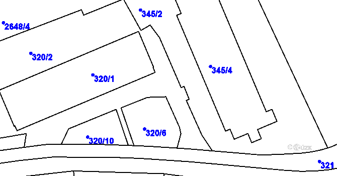 Parcela st. 320/7 v KÚ Rýmařov, Katastrální mapa