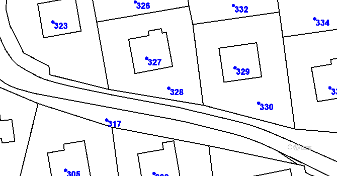 Parcela st. 328 v KÚ Rýmařov, Katastrální mapa